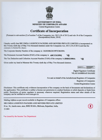 Incorporation Certificate